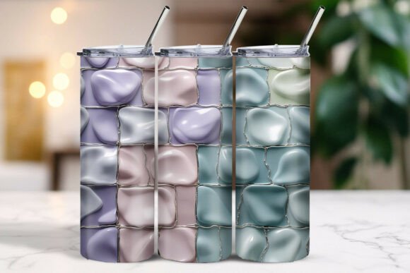 Download Silver Mosaic Shiny Tile Pattern Tumbler Wrap - Premium Bundle